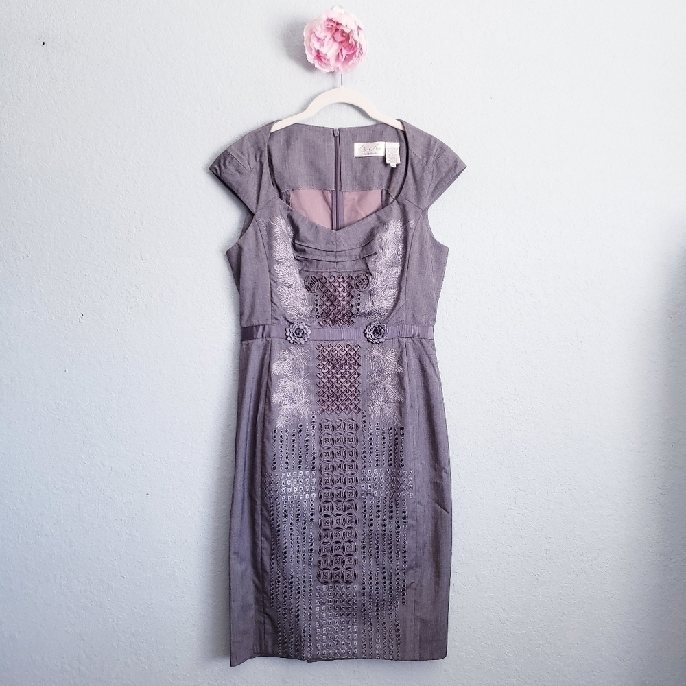 Anthropologie Byron Lars Gray Eyelet Embroidered Dress